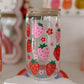 Strawberry + Flower 16oz Glass Cup